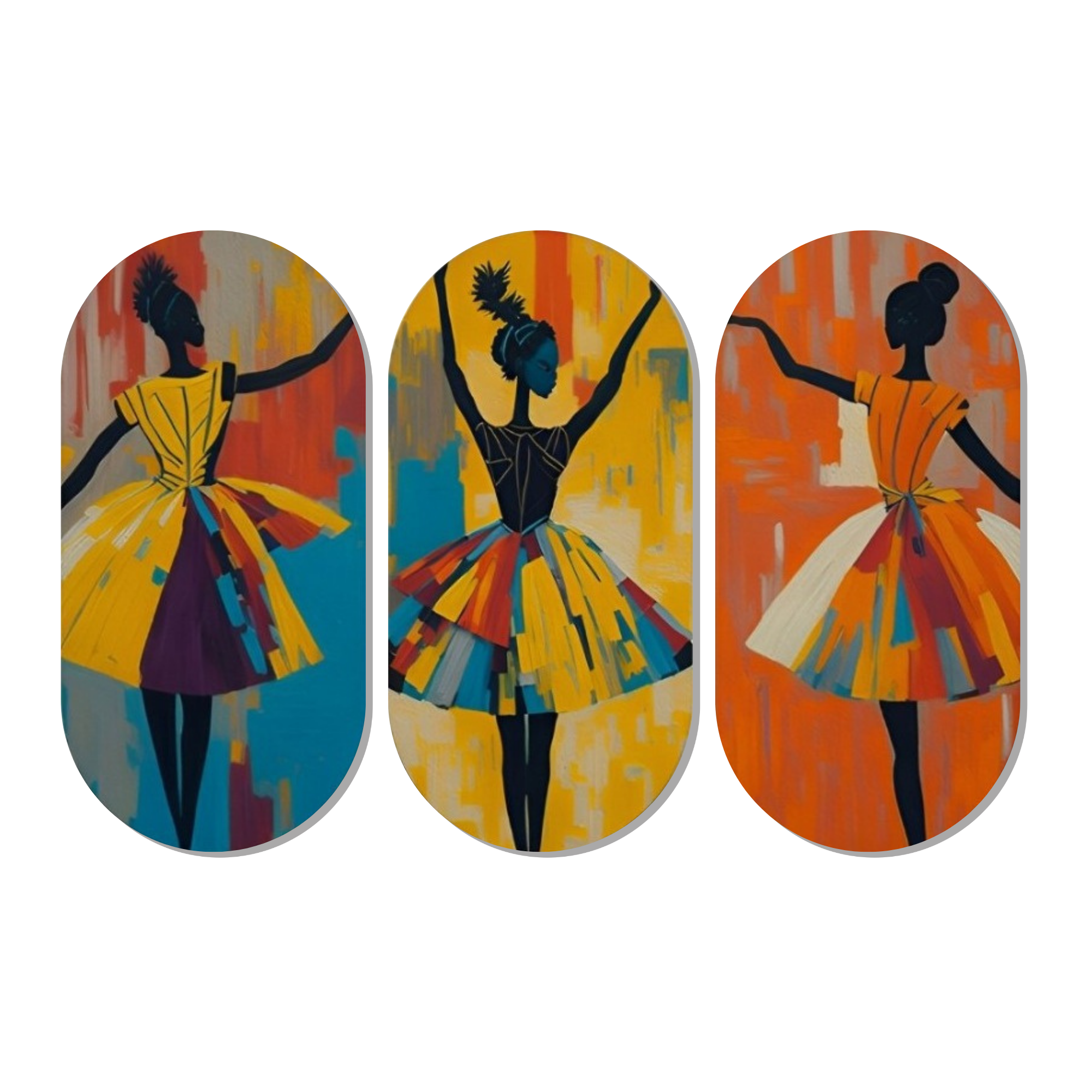 Colorful Abstract Dancing Girl Wall Art – Set of 3